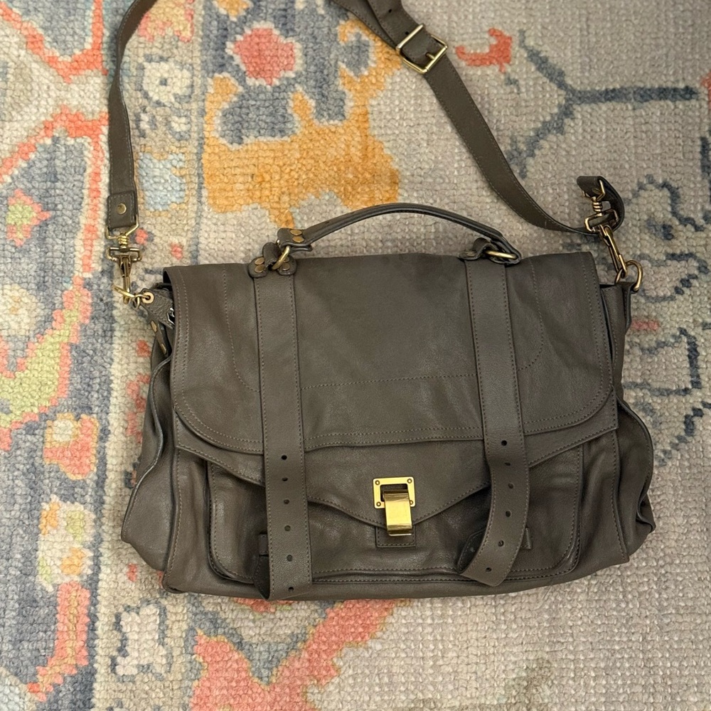 Proenza Schouler PS1 Large Lux Leather Satchel Bag Detachable Shoulder Strap